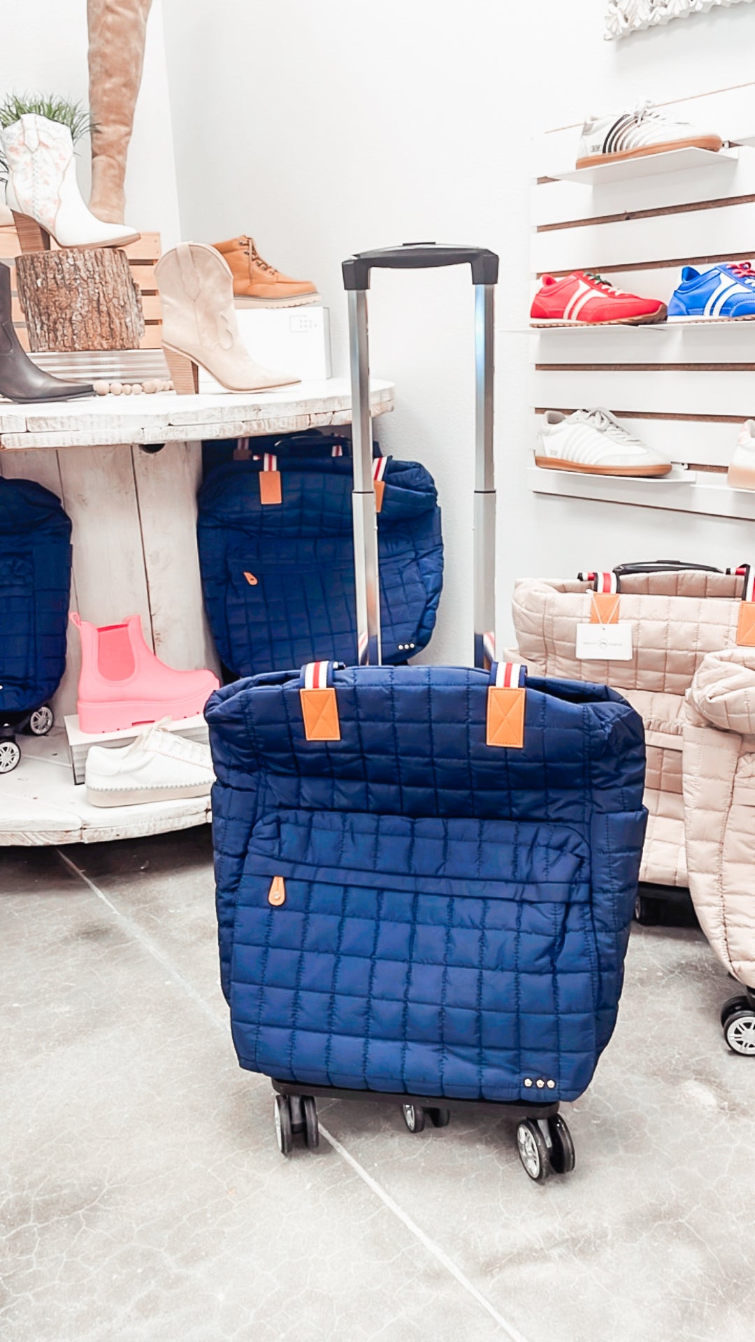 Tenley Quilted Tote Roller Bag-Navy