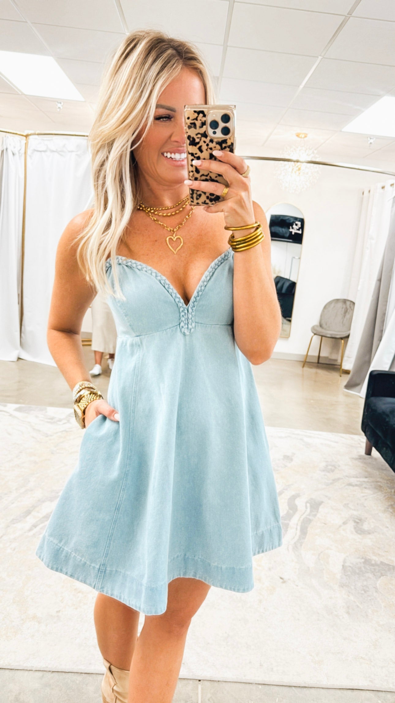 Camille Denim Mini Dress – Sparkle Tallahassee