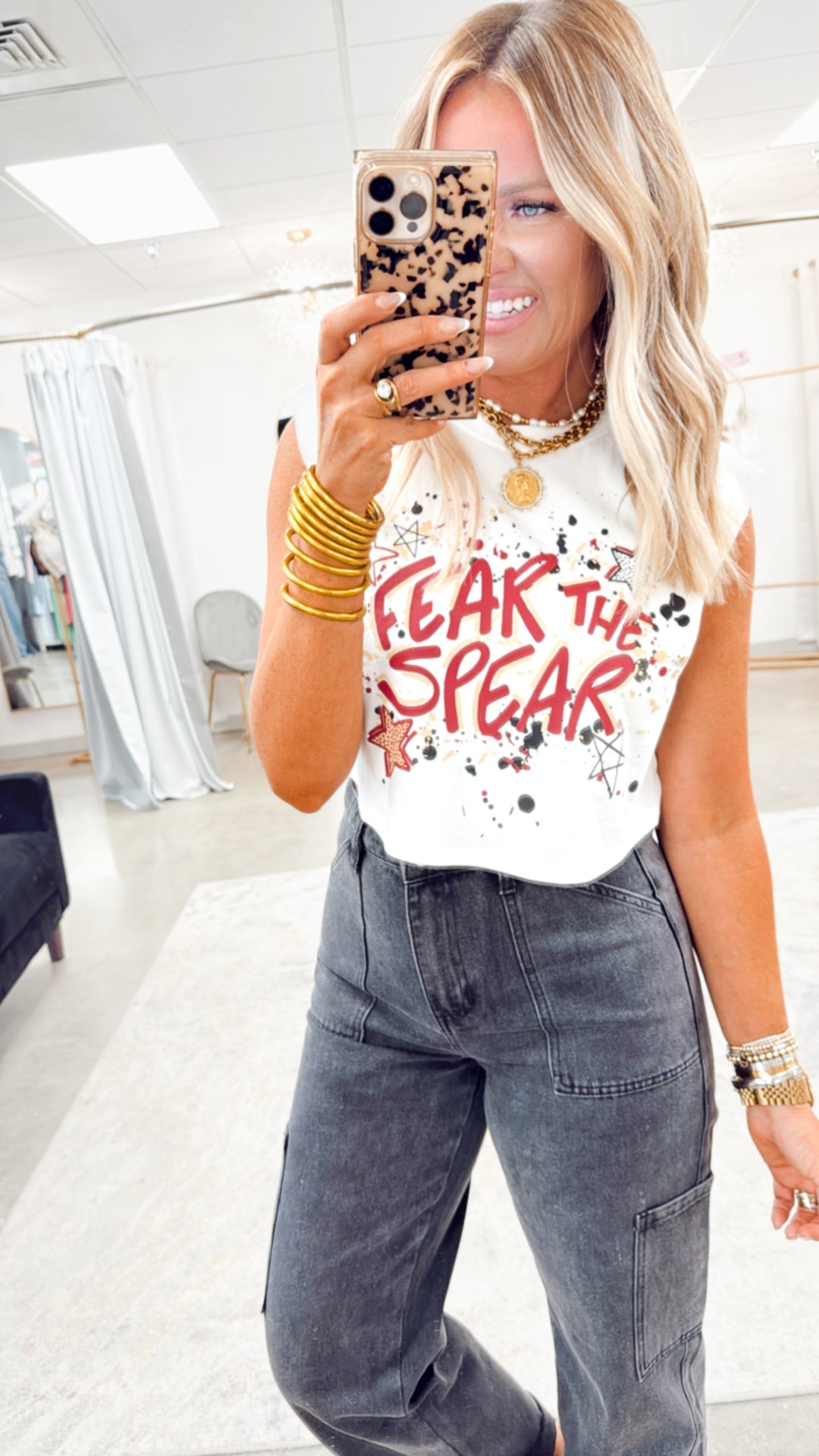 Fear The Spear Cap Sleeve Crop Top