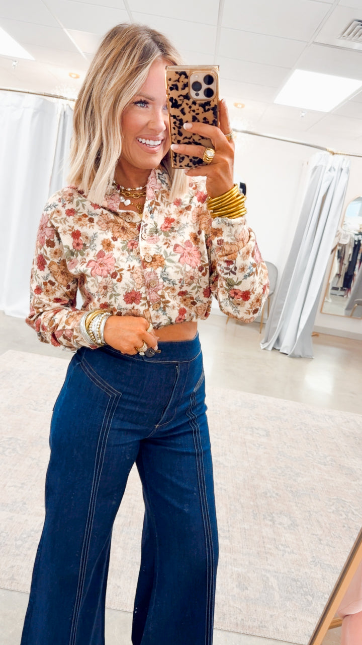 Floral Print Sweater Cardigan Top