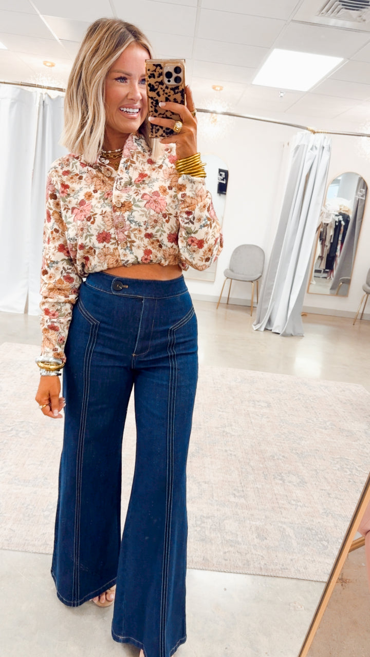 Floral Print Sweater Cardigan Top