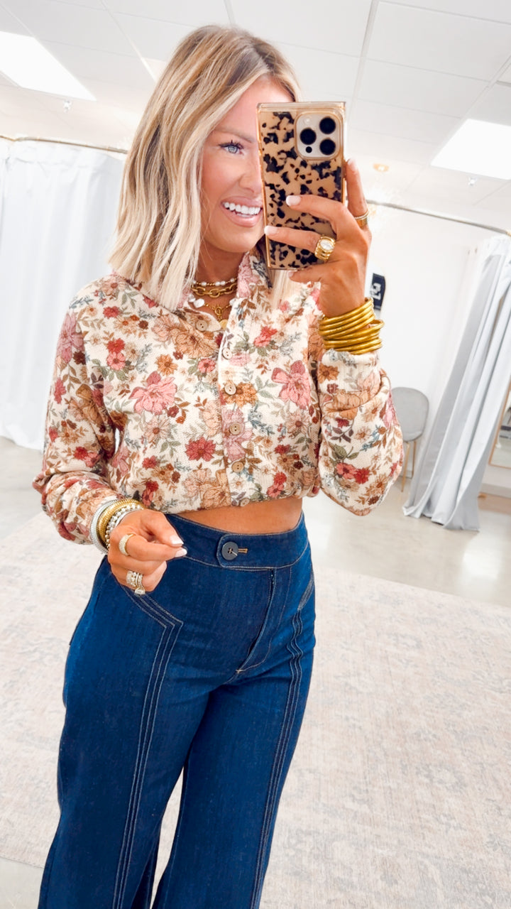 Floral Print Sweater Cardigan Top