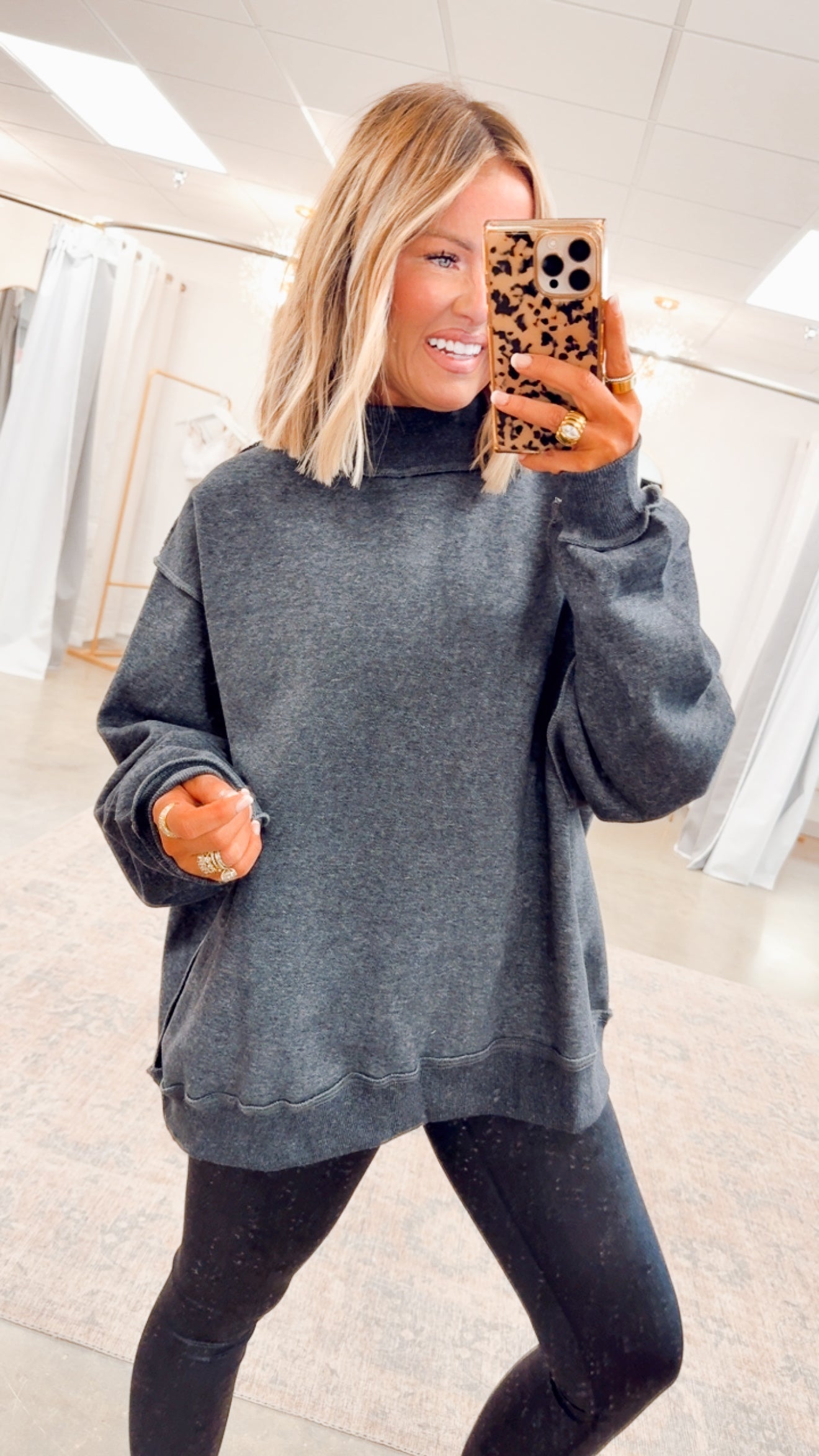 Charcoal Reversible Mock Neck Sweatshirt – Sparkle Tallahassee