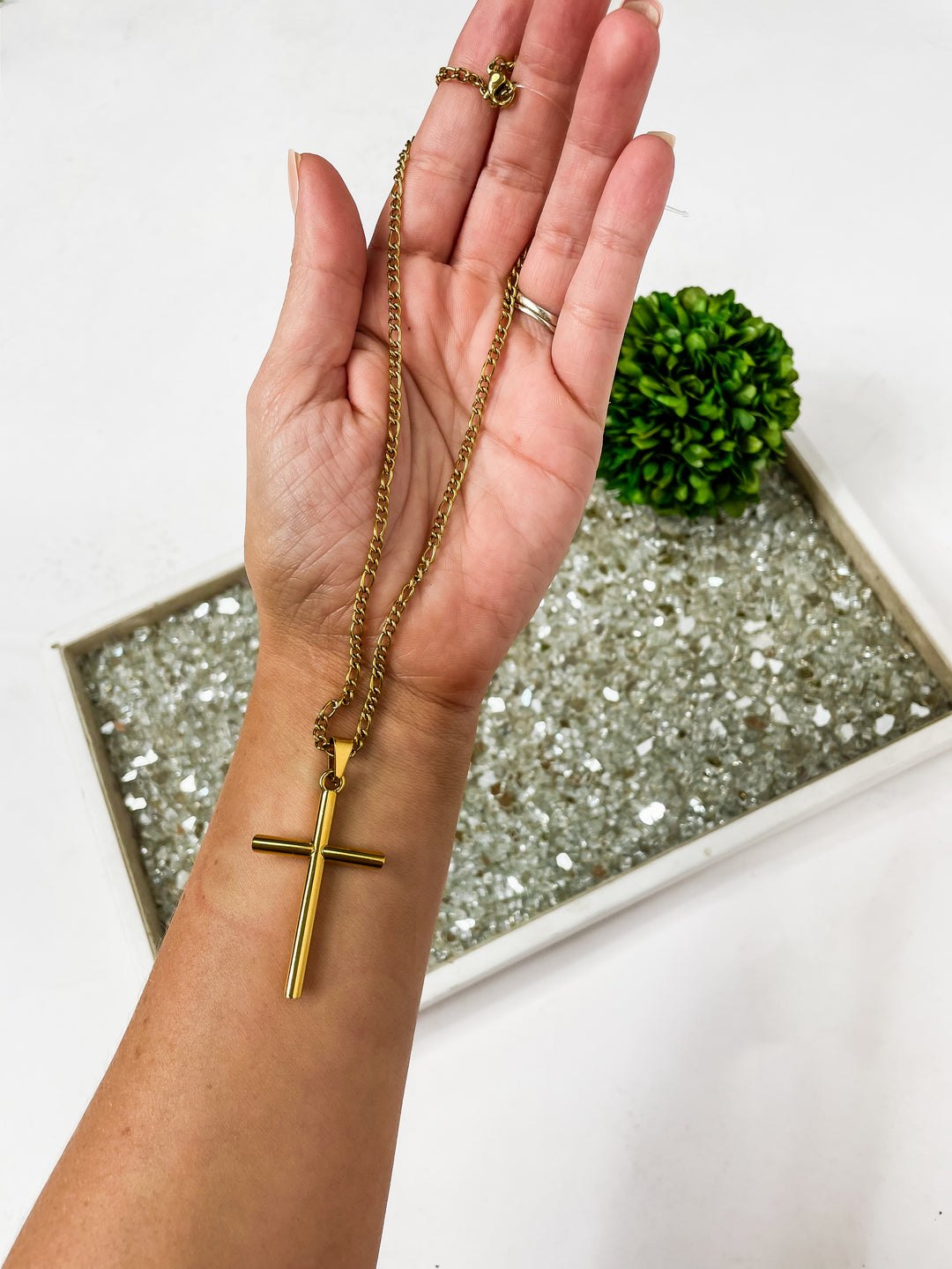 Large Cross Necklace-Gold