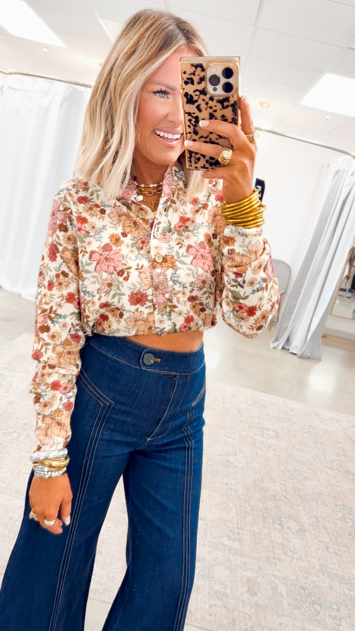 Floral Print Sweater Cardigan Top