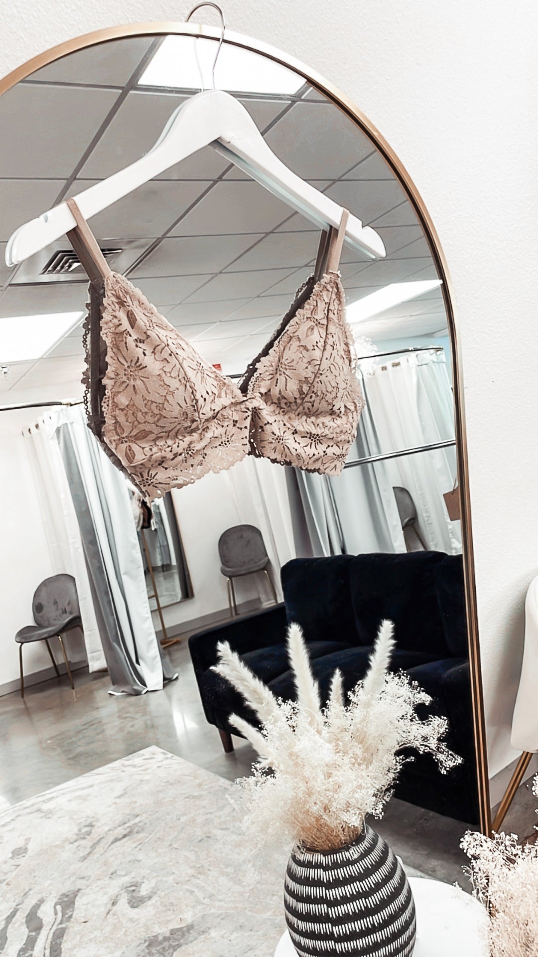 Floral Lace Bralette-Taupe