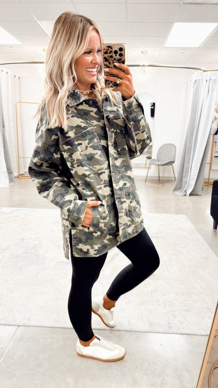 Oversized Camo Boyfriend Jacket