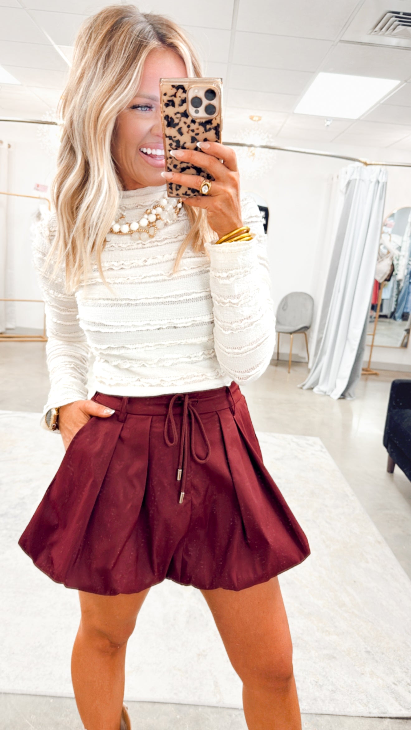 Pleated Bubble Hem Skirt-Maroon – Sparkle Tallahassee