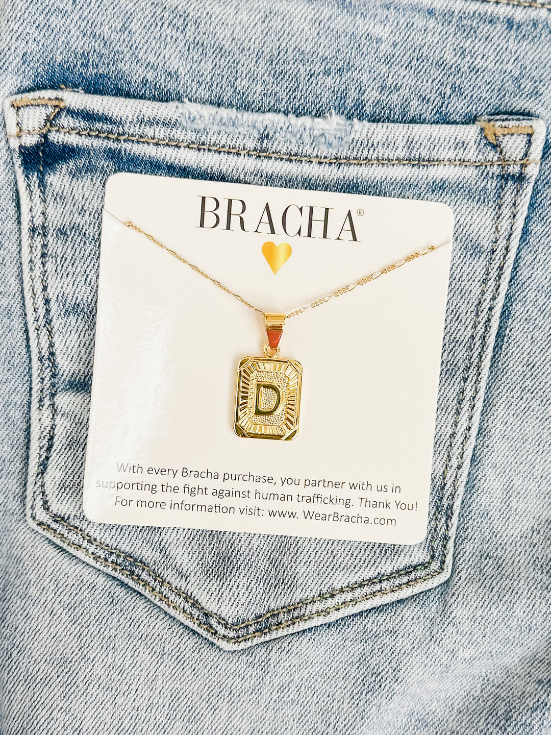 Initial Card Necklace Gold Filled Necklace