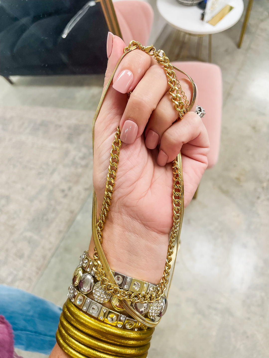 Chain + Herringbone Necklace