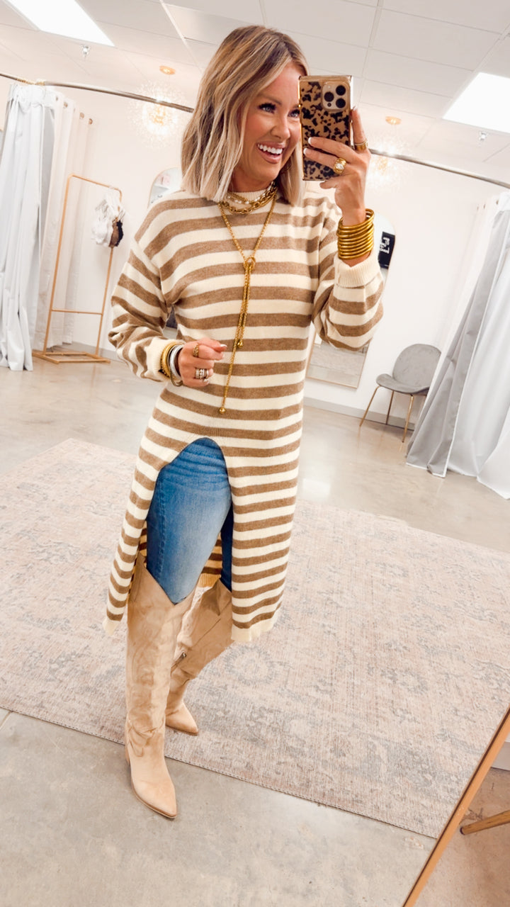 Harbor Breeze Asymmetric Dress-Mocha