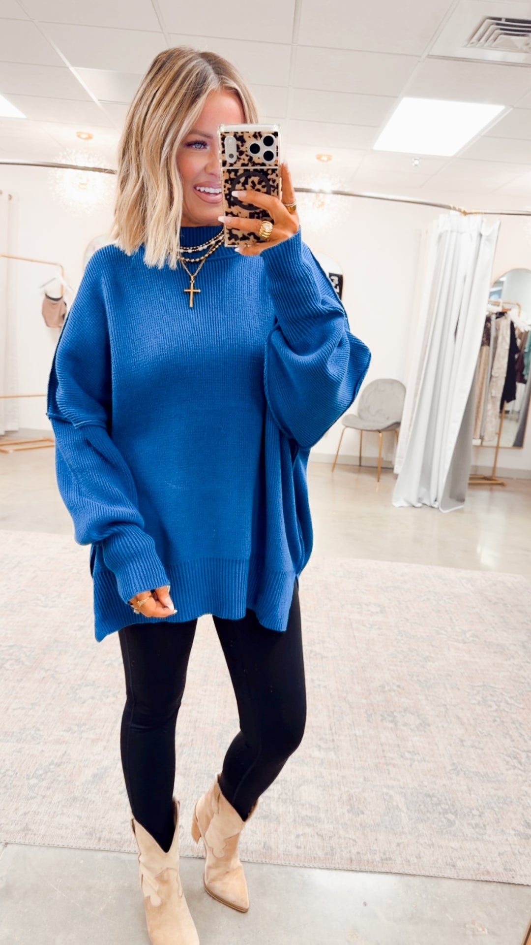 Classic Blue Chill Mock Neck Sweater