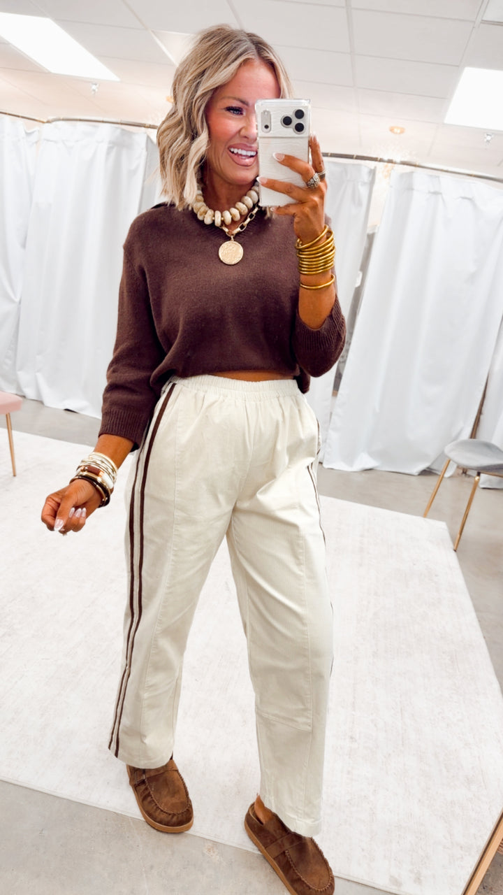 The Sidekick Pants-Cream/Chocolate