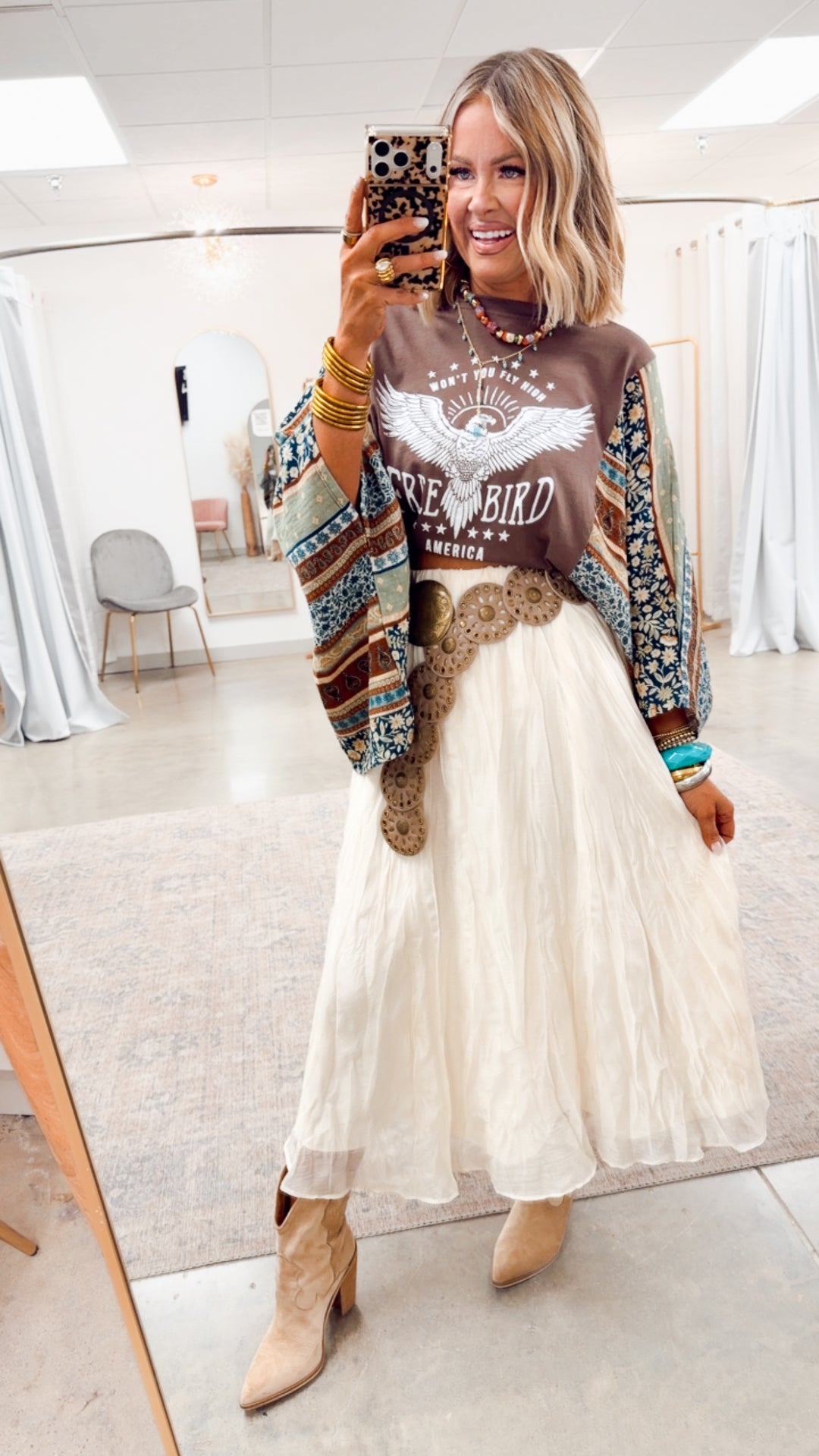 The Mandala Eyelet Disc Belt- Taupe