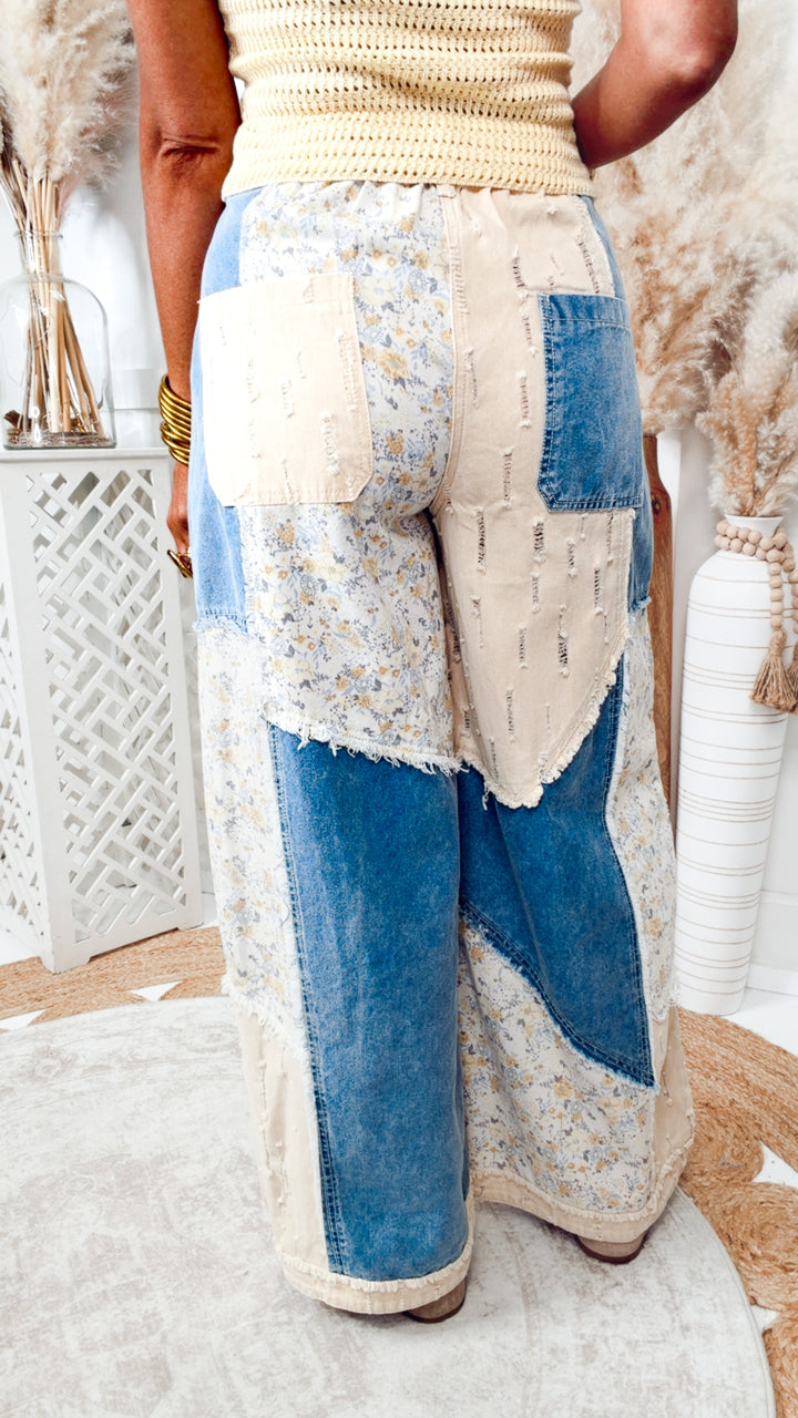 The Bohemian Patchwork Pants-Denim