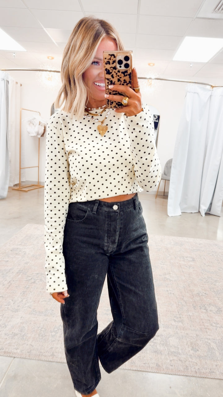 Mina Polka Dot Top-Ivory