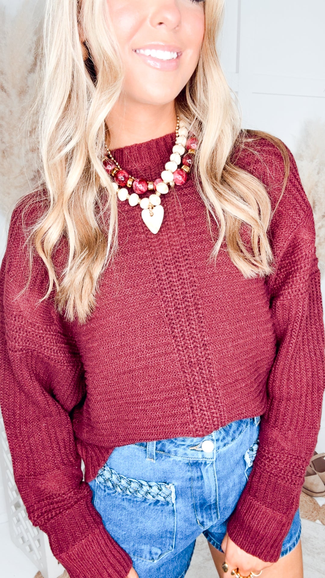 The Carson Ribbed Sweater-Burgundy