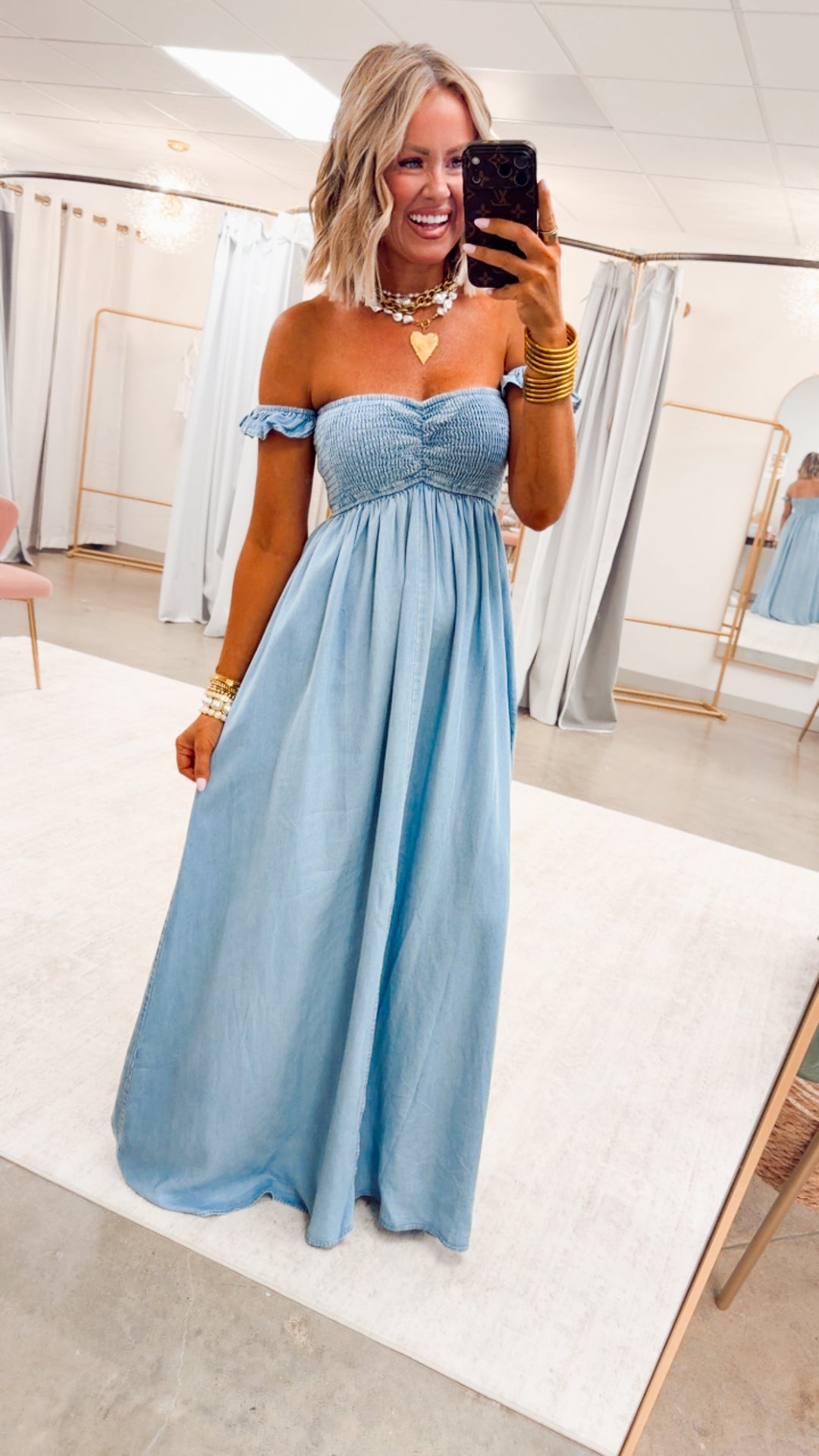 Seaside Blue Smocked Maxi