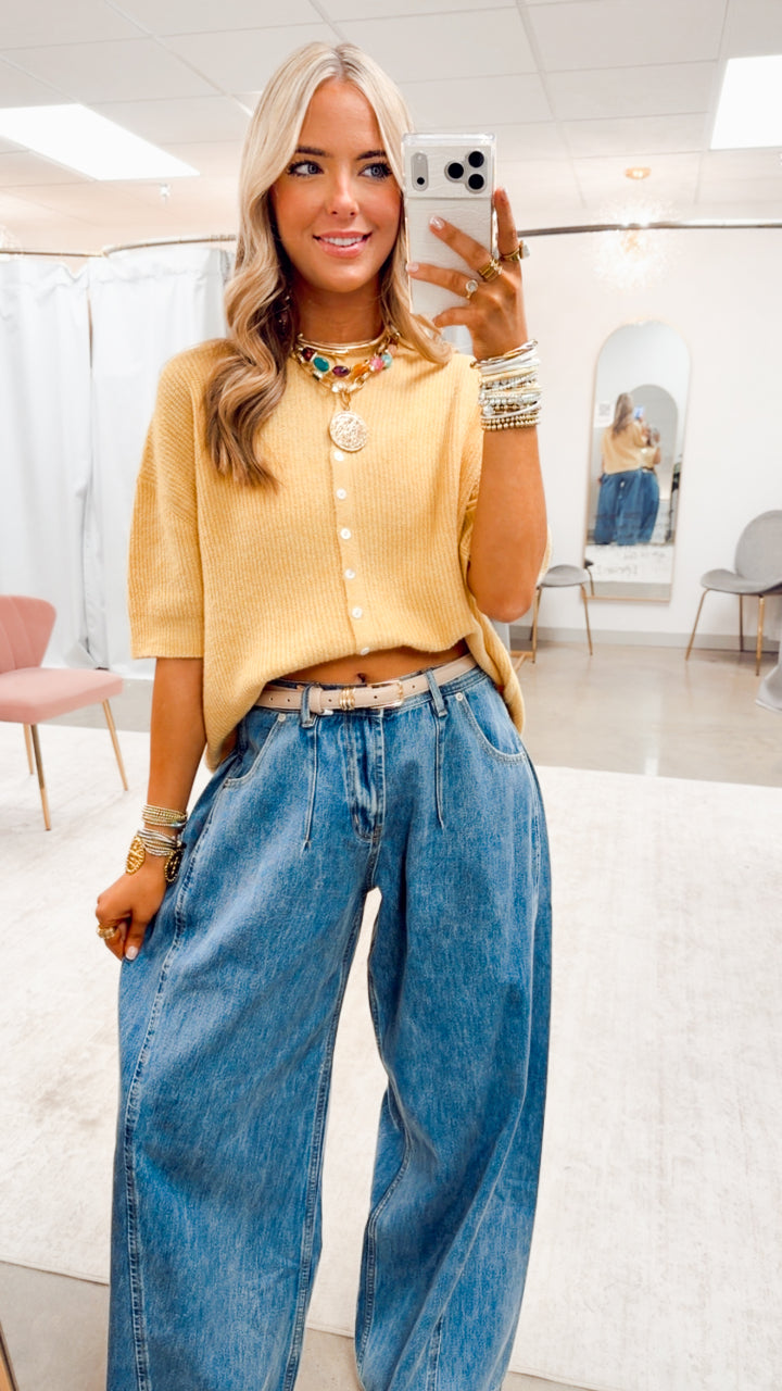 The Sammy Ribbed Cardigan-Honey