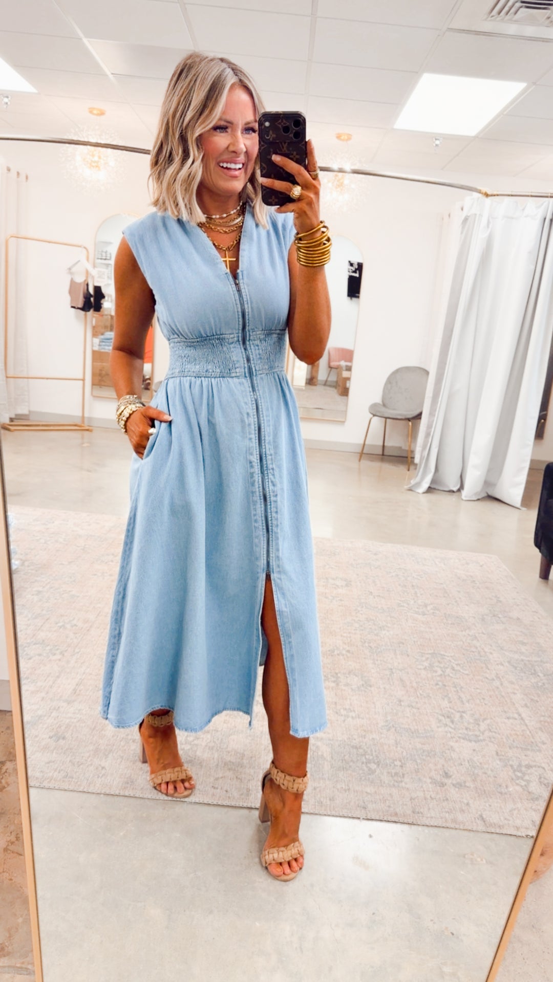 Knox Denim Midi Dress - Light Wash