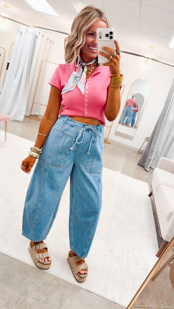 The Della Barrel Jean-Light Blue
