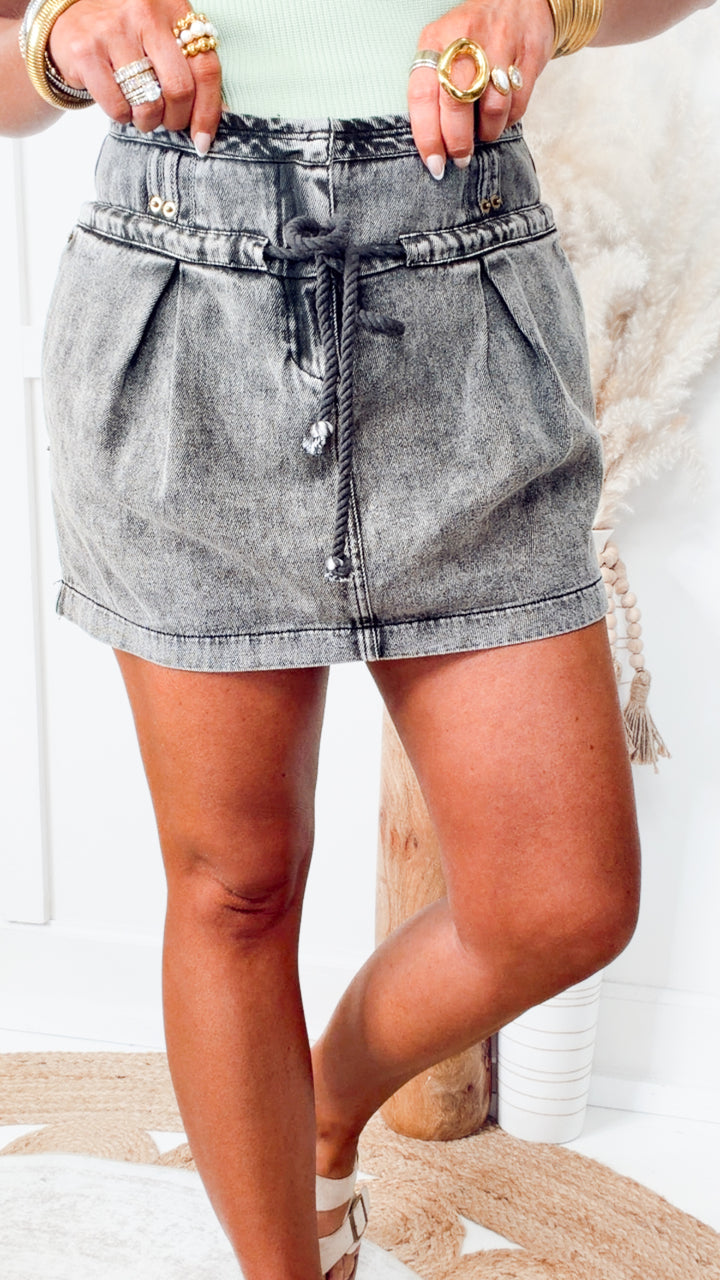 Dara Mini Skirt-Washed Black