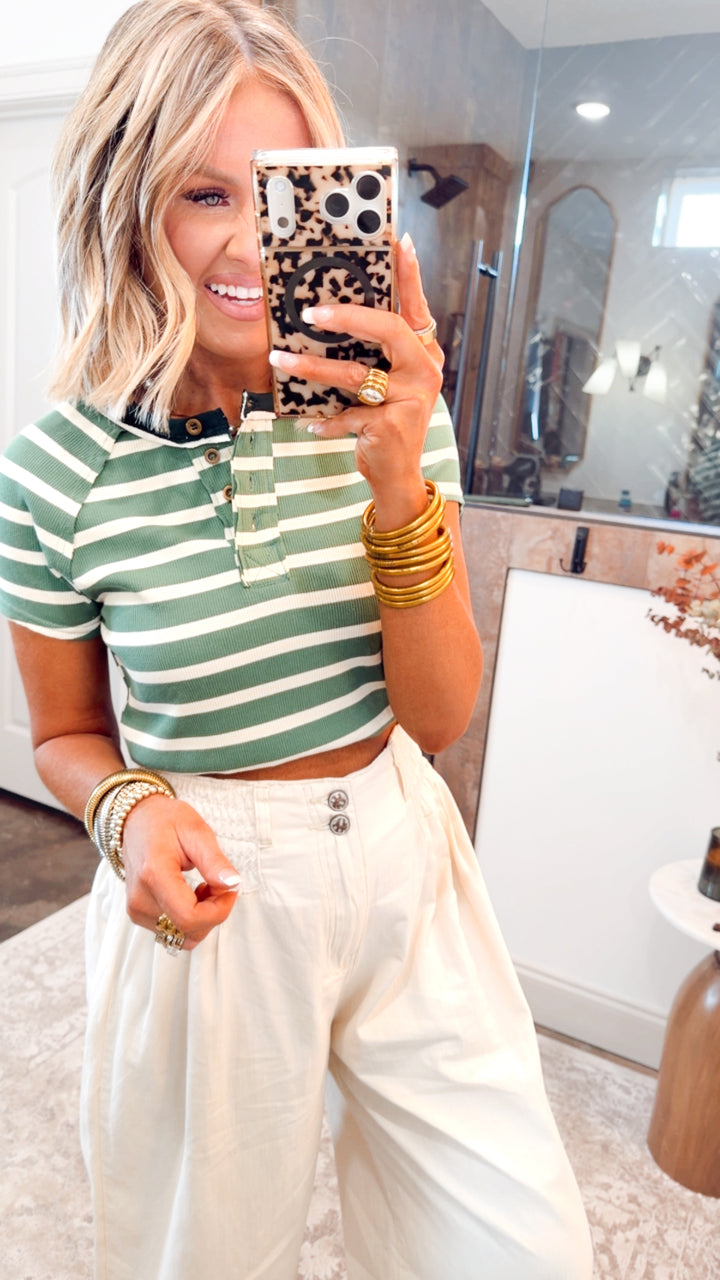 Sage Stripe Top