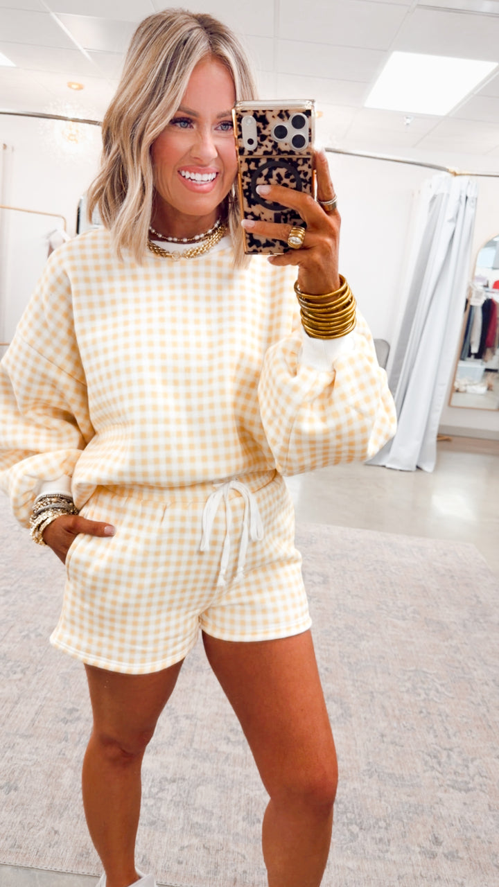 Gingham Lounge Set-Yellow