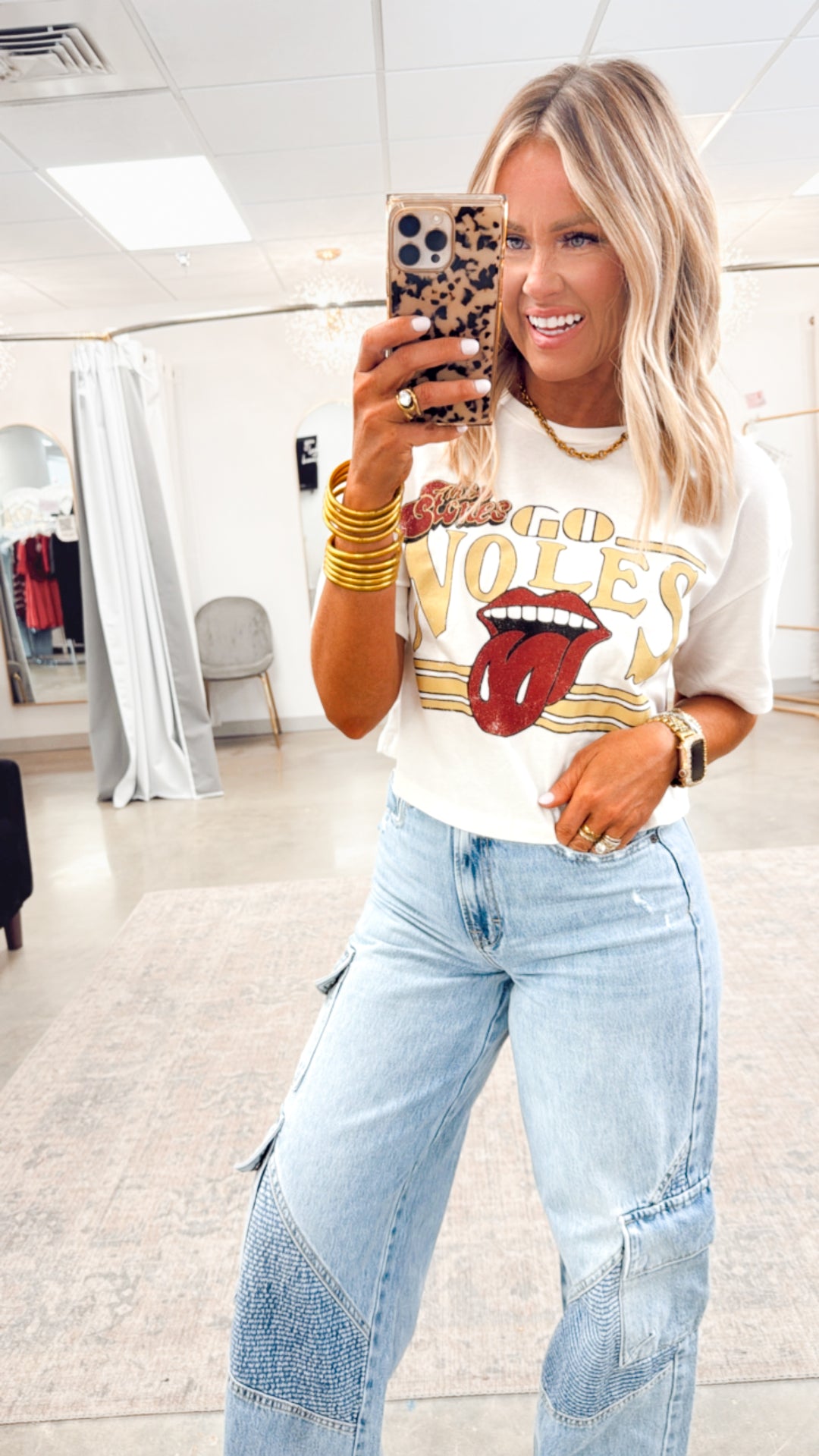 Rolling Stones Go Seminoles Stoned Cropped Tee