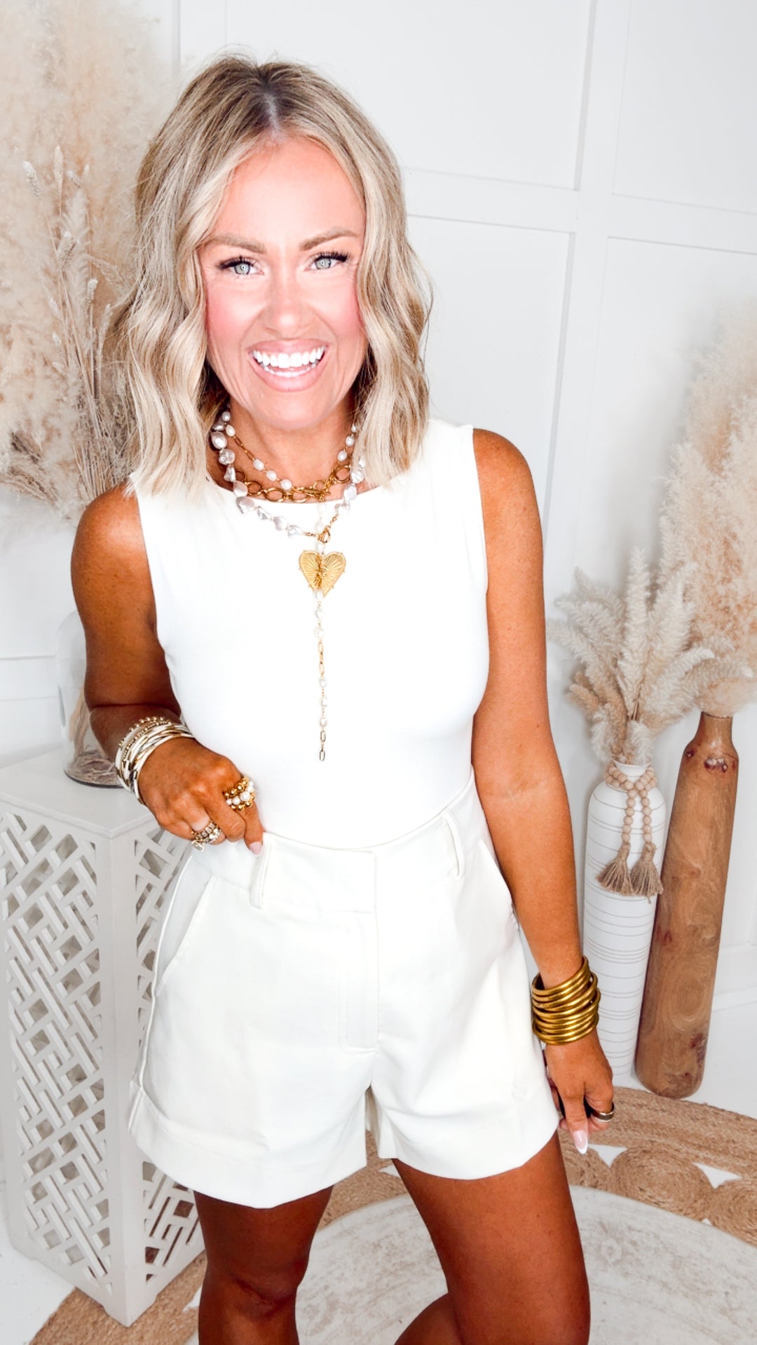 The Oxford High Waisted Shorts-Ivory
