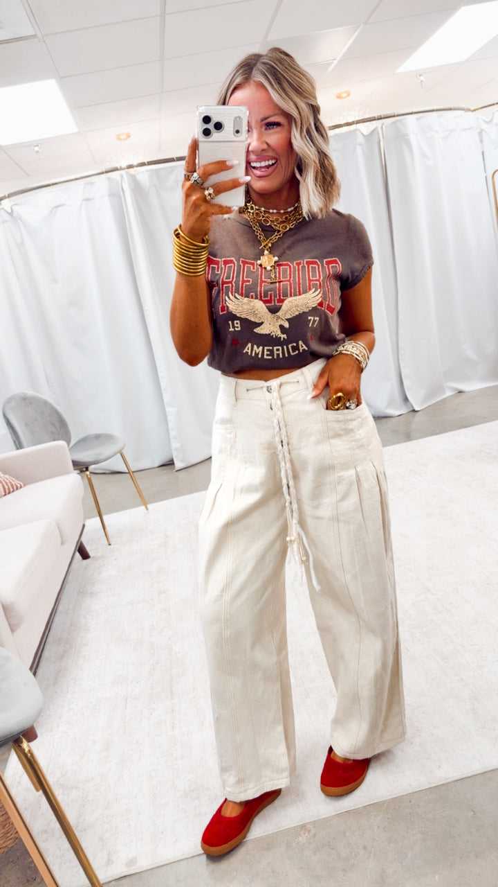 Free Bird America 1977 Crop Tee-Espresso