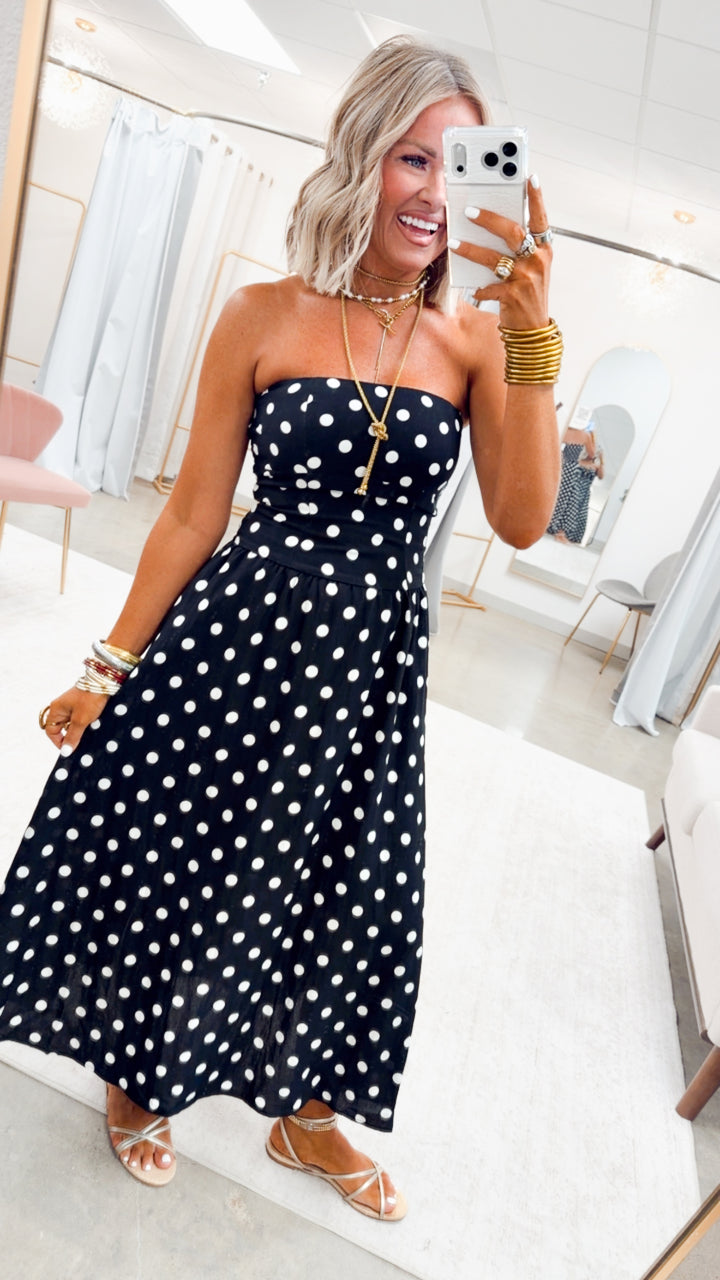 The Dot & Dusk Midi Dress-Black