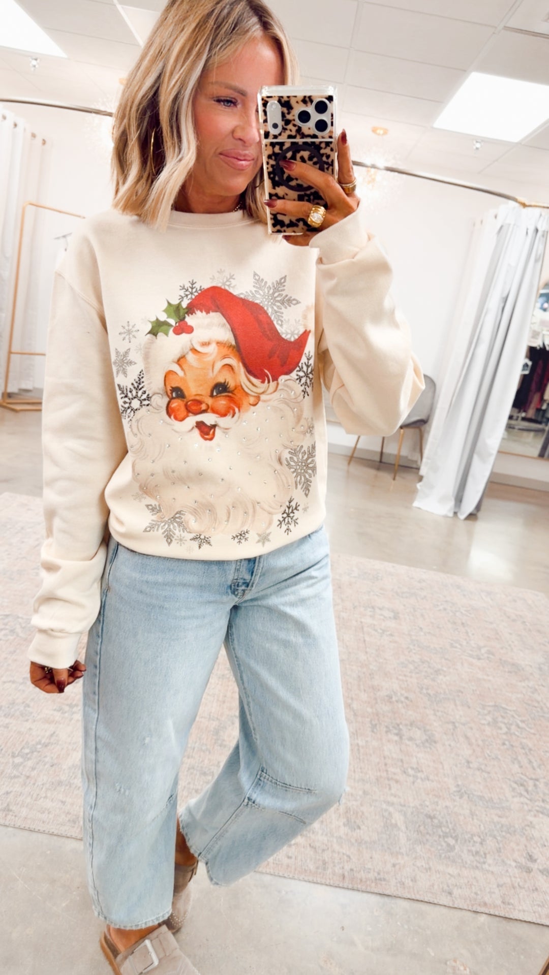 Vintage Santa Rhinestone Sweatshirt