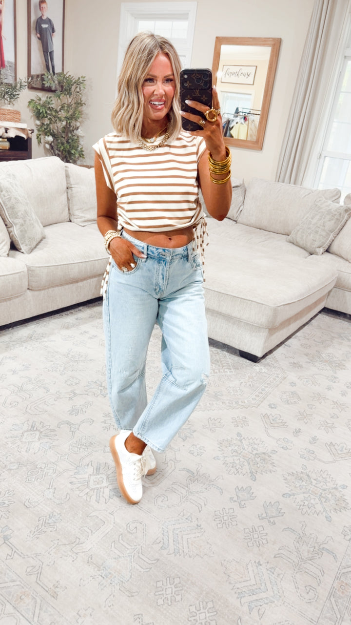 The Shoreline Stripe Top-Clay