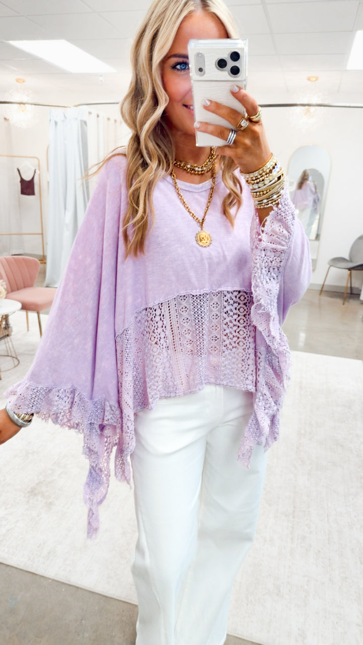 The Dusty Sky Poncho Top-Lavender