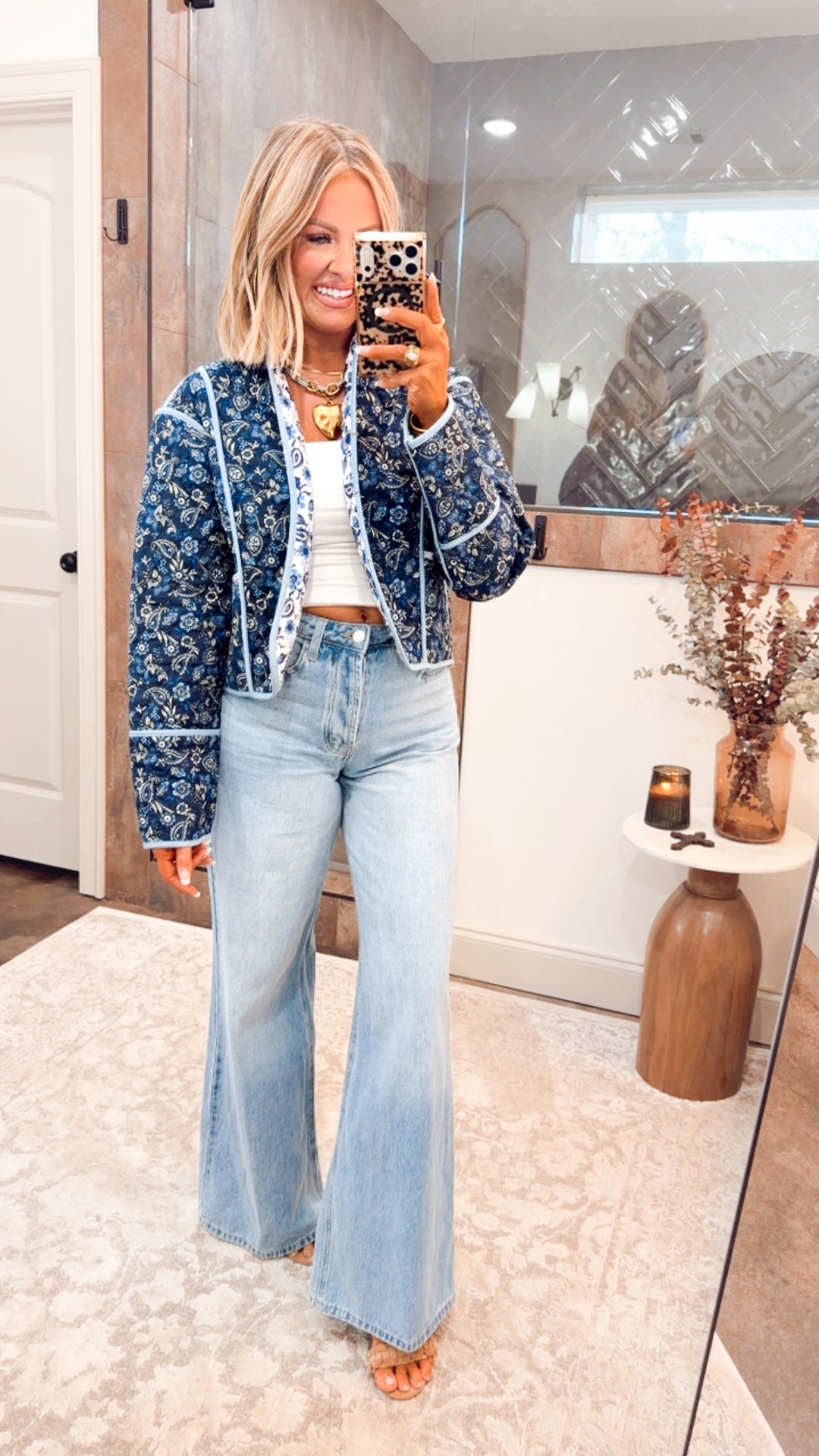 Floral Quilted Cropped Jacket