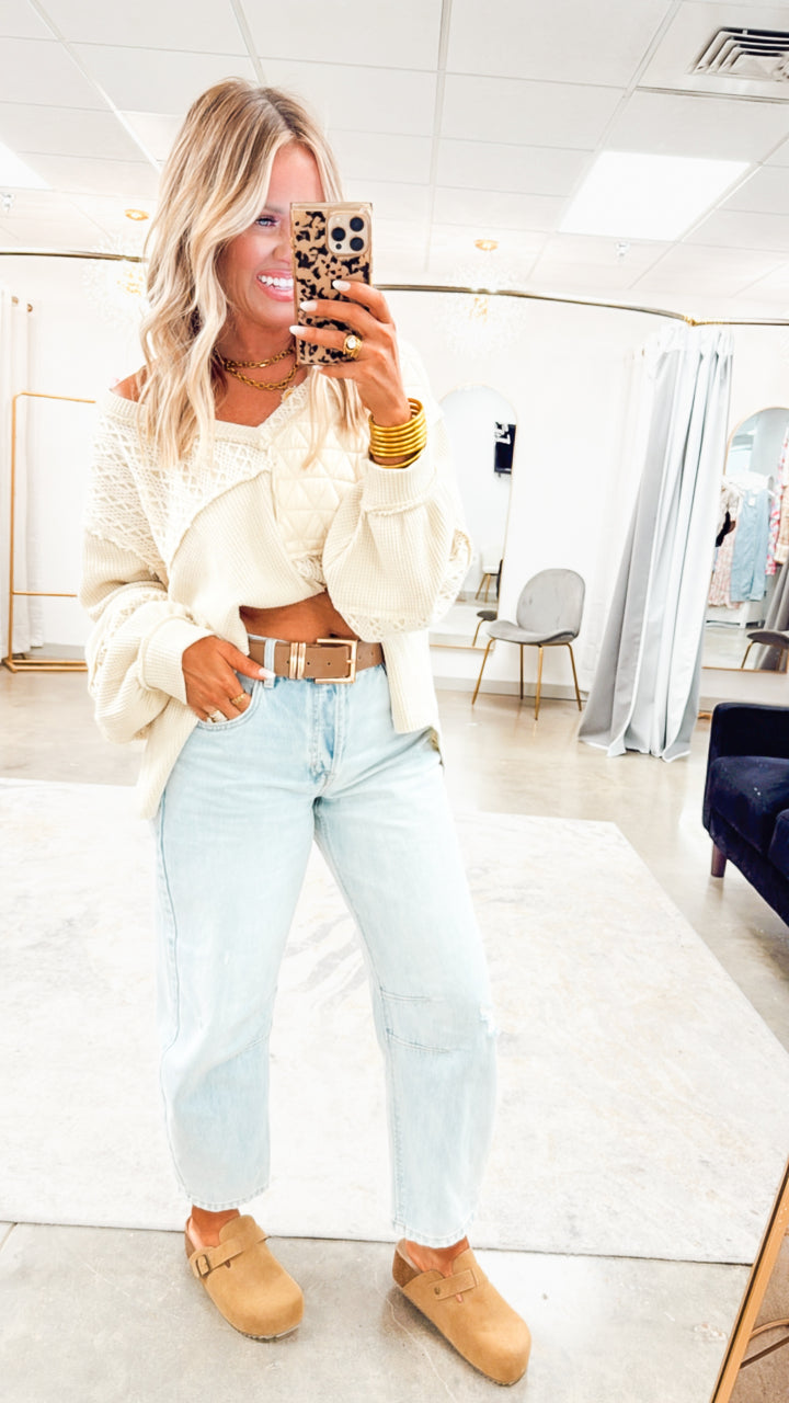 Indie Stitch Top-Oatmeal