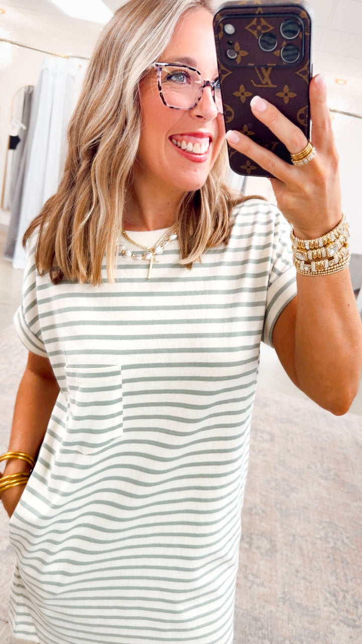 The Coastal Club T-Shirt Dress-Sage
