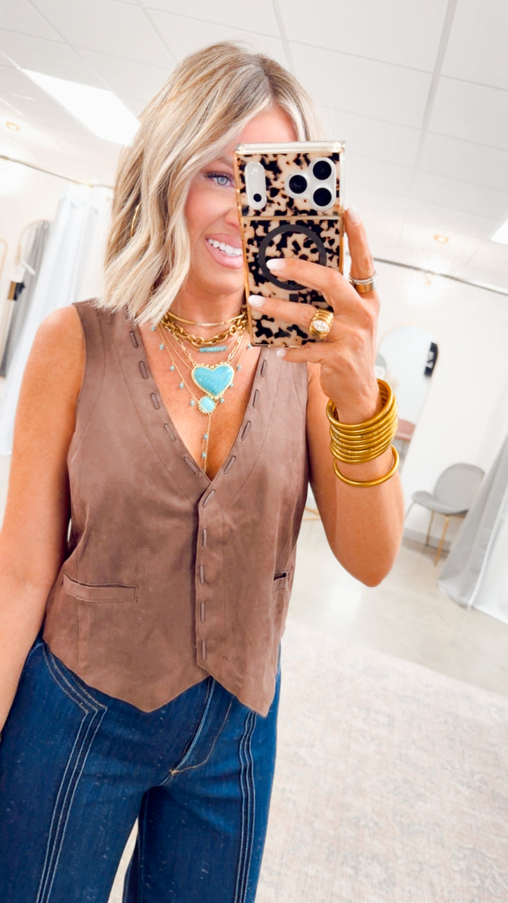 The Frontier Fancy Vest-Espresso