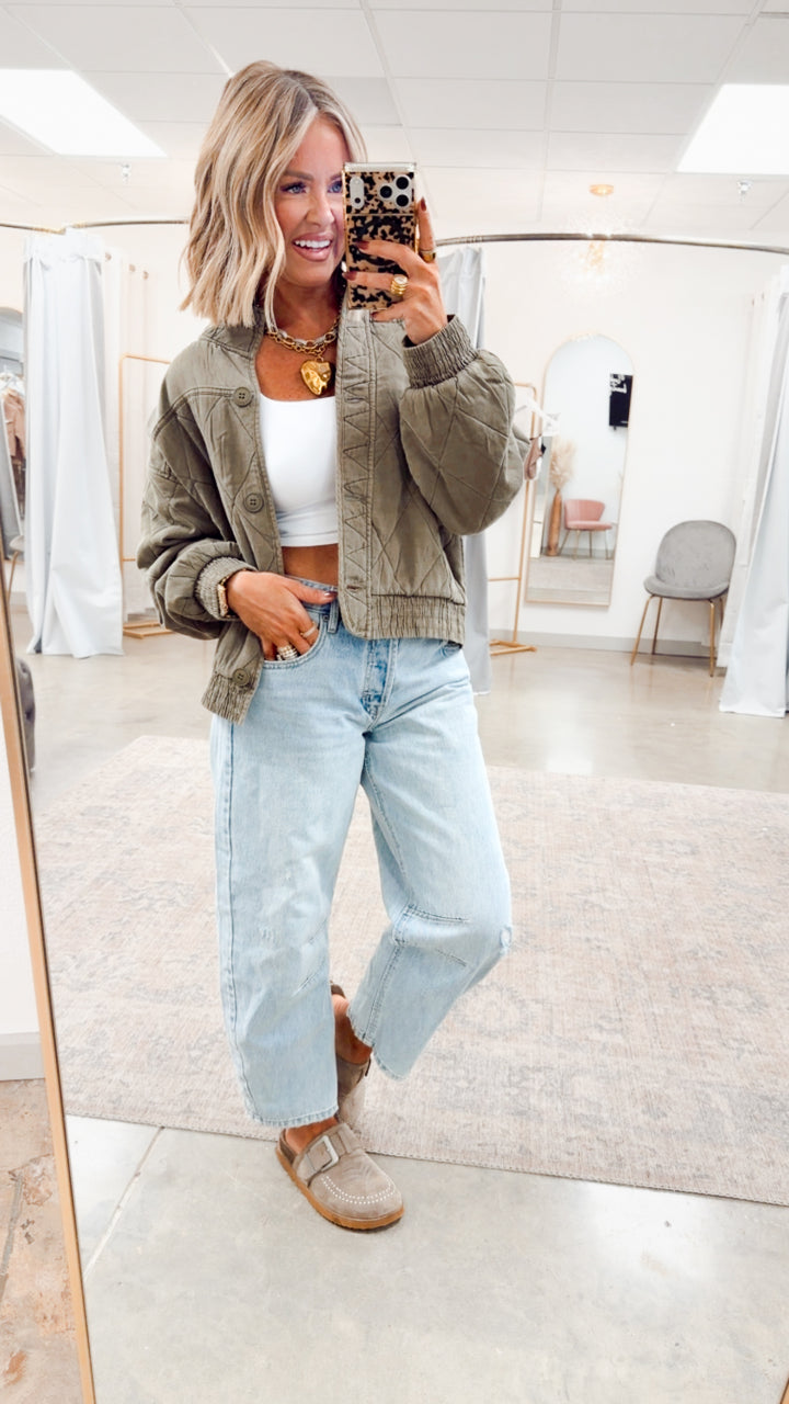 The Magnolia Quilted Jacket-Olive