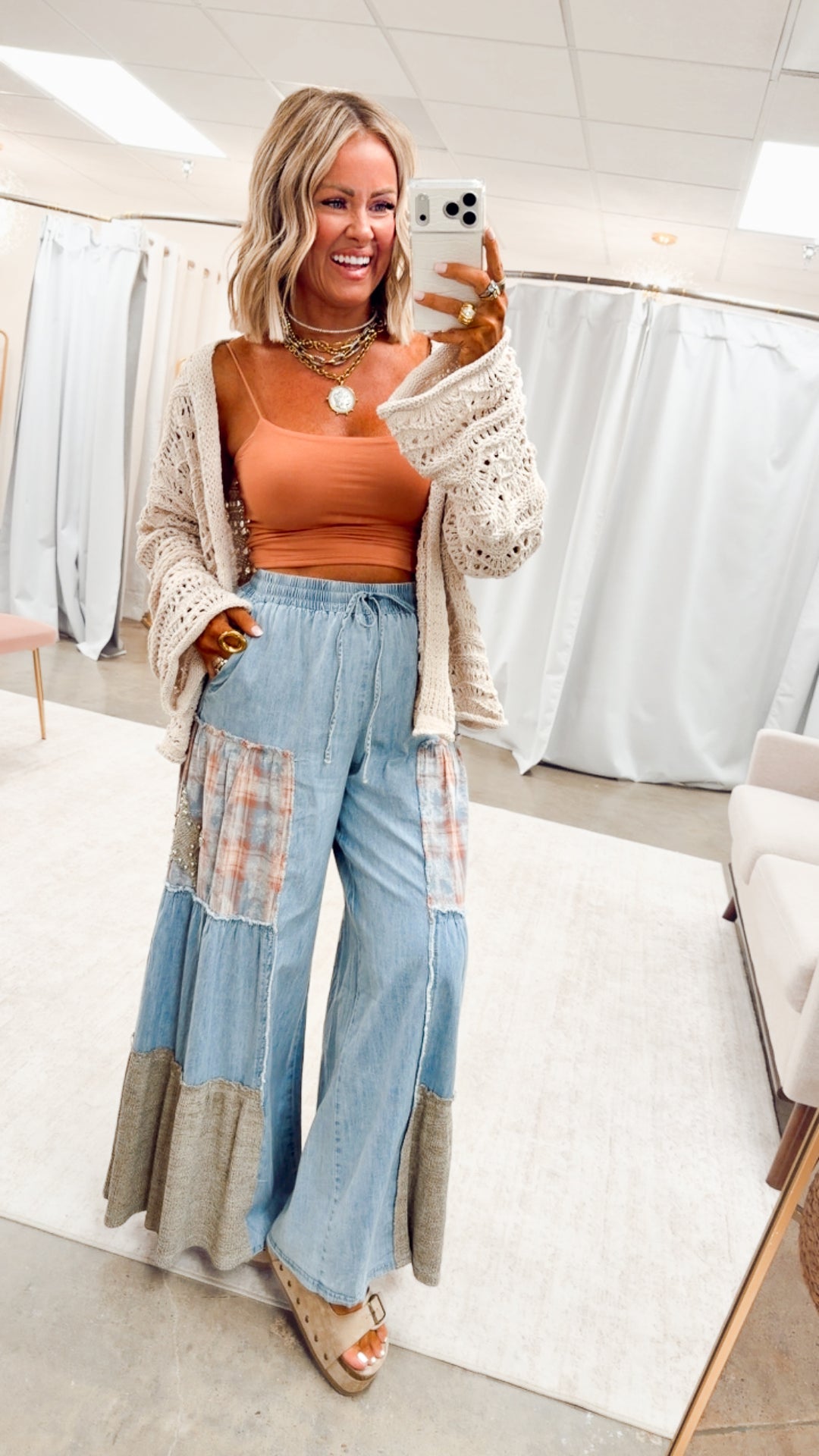 Cropped Spaghetti Tank-Papaya