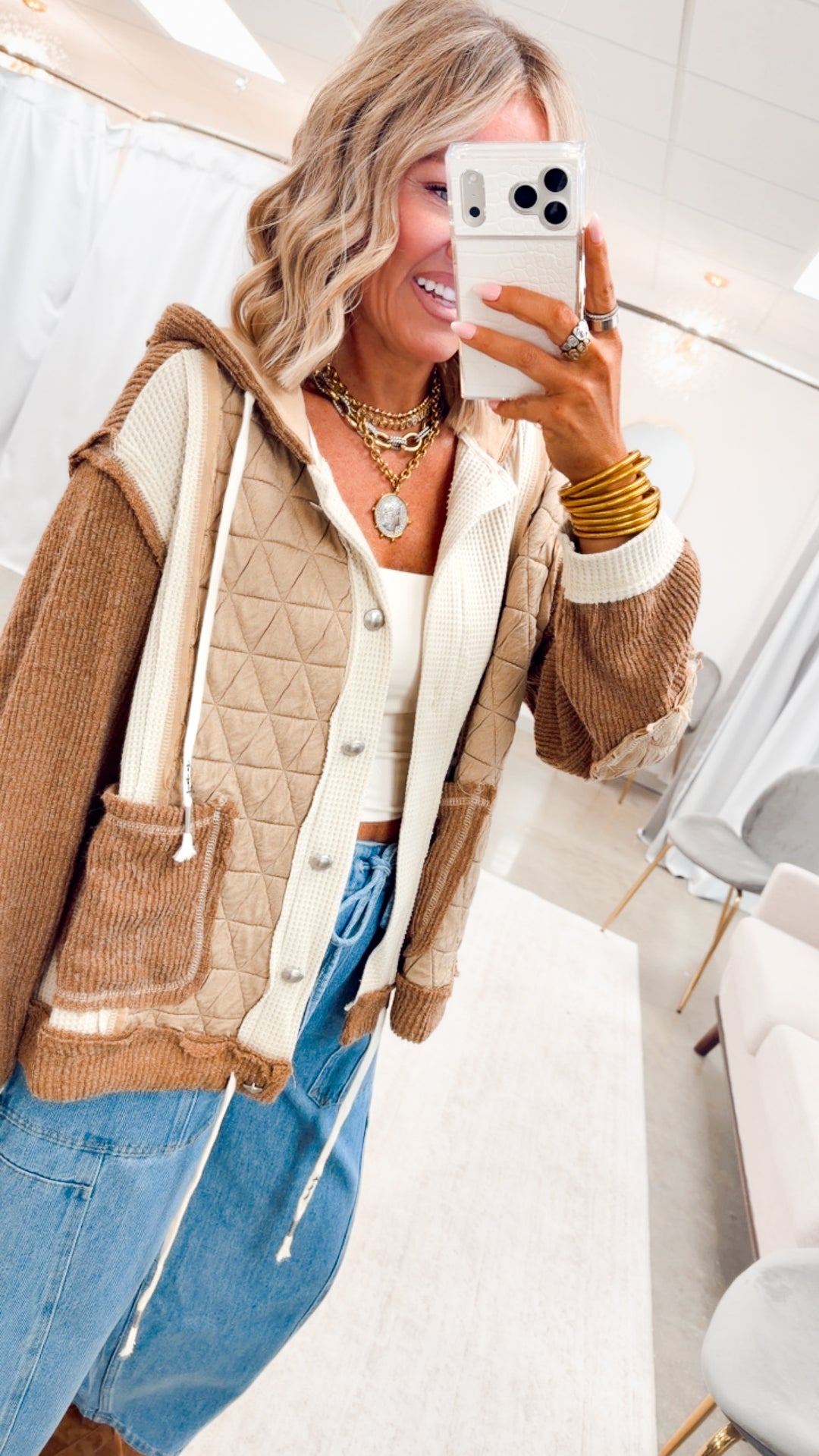 The Ashbury Layered Hoodie Jacket-Oat/Chocolate
