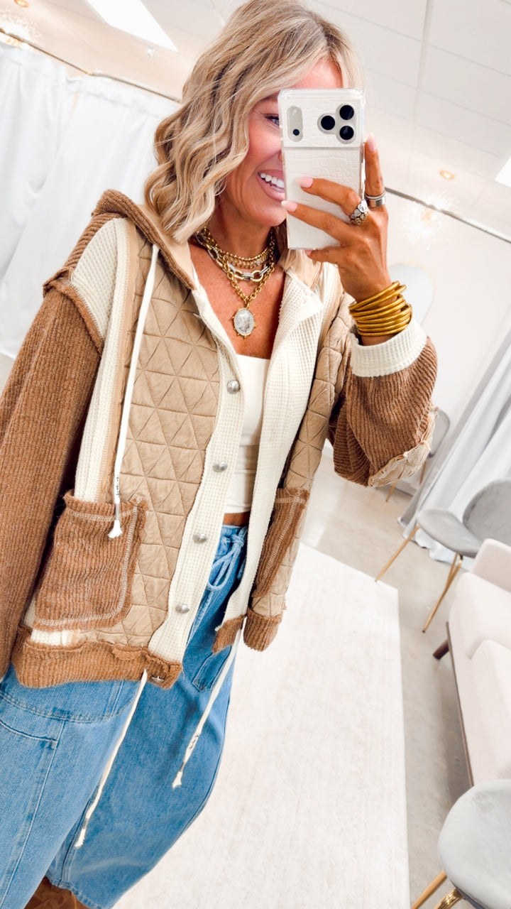 The Ashbury Layered Hoodie Jacket-Oat/Chocolate