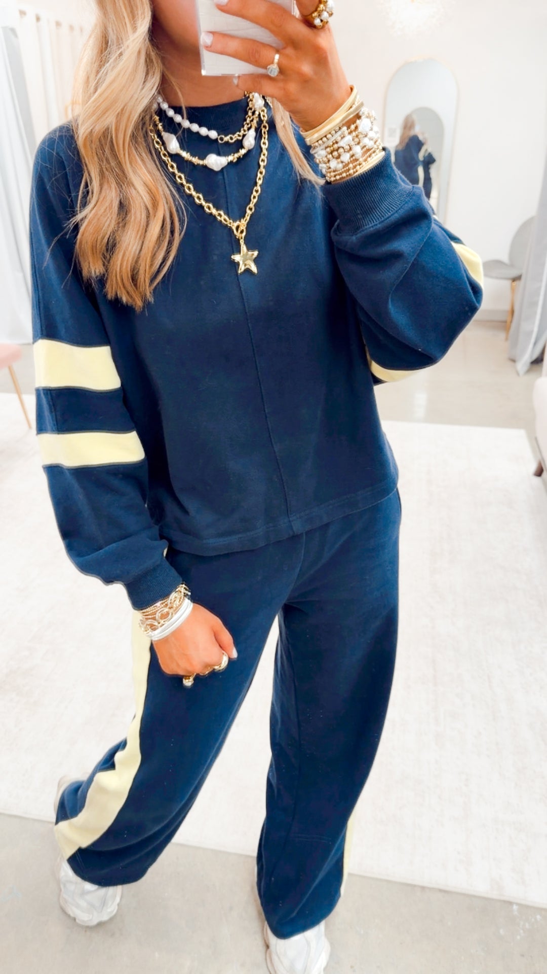 So Alluring Two Piece Set-Navy