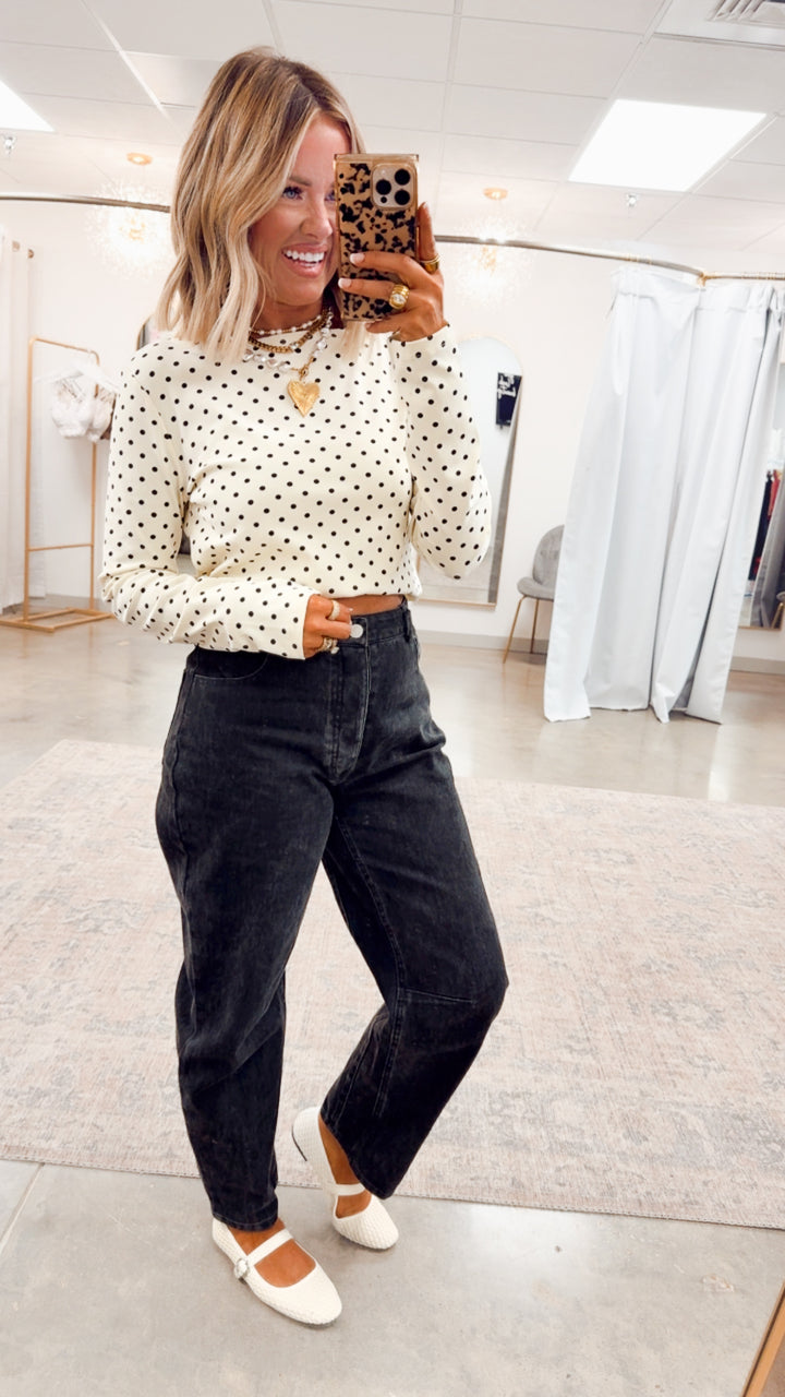 Mina Polka Dot Top-Ivory