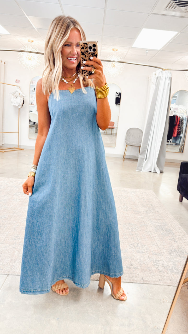 Country Fields Cami Dress-Denim
