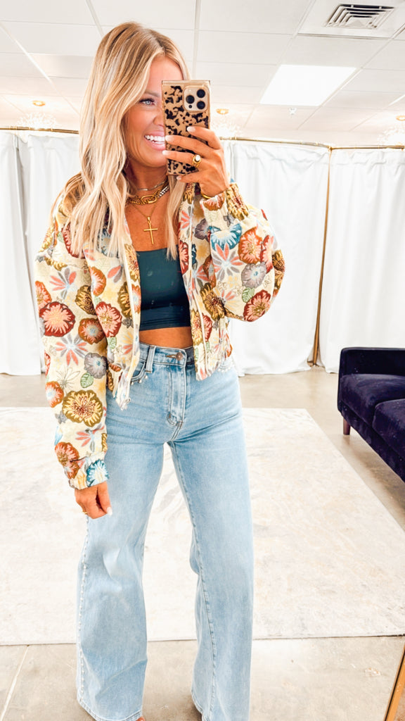 Vintage Vibes Cropped Floral Jacket – Sparkle Tallahassee