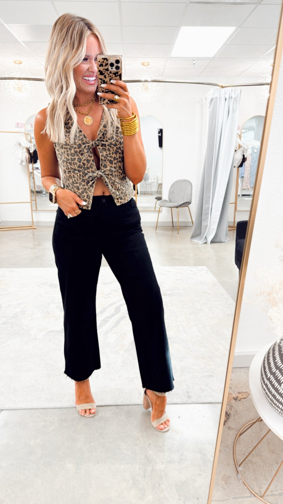 Rebel Rodeo Tie Vest-Leopard