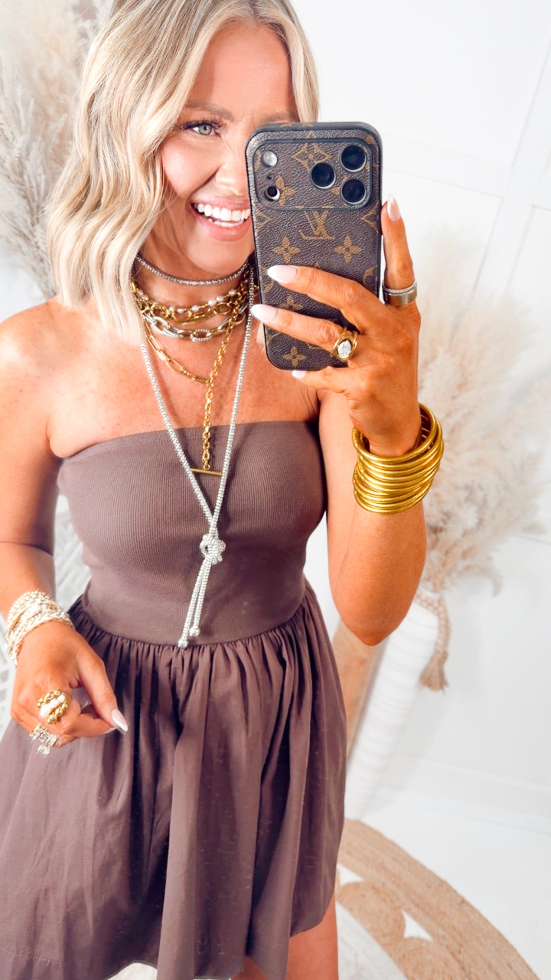 The Sunflare Mini Dress-Chocolate