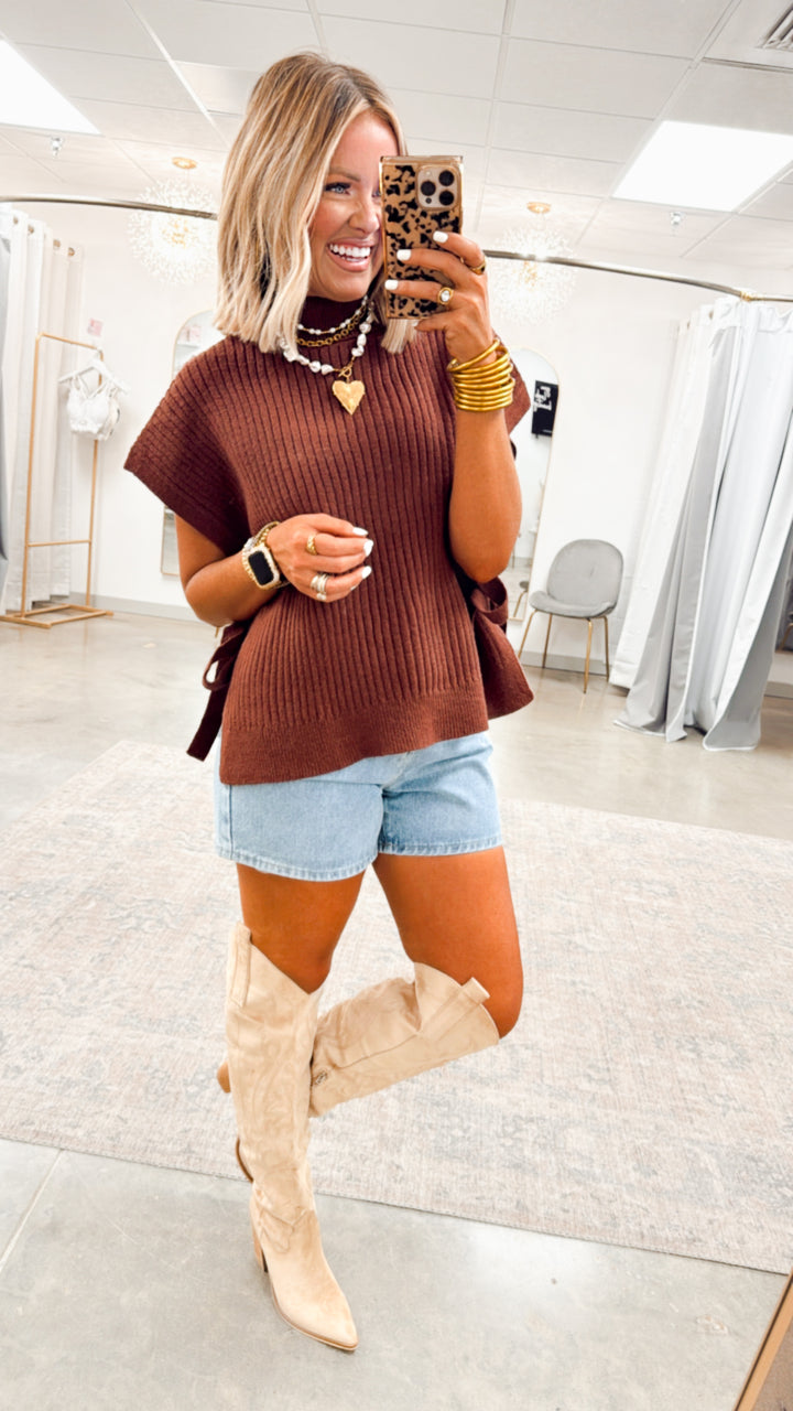Turtle Neck Sweater Vest-Burl Wood